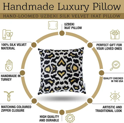 Miniatura 2 de Almohada decorativa hecha a mano de leopardo con funda de cojín rellena de plumón, estampado de tigre dorado marfil, funda de cojín cuadrada de seda