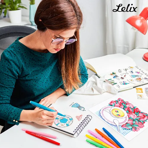 Miniatura 8 de Bolígrafos de punta de fieltro de 20 colores, bolígrafos de punta media, bolígrafos de colores surtidos Lelix para diario, escribir, tomar notas