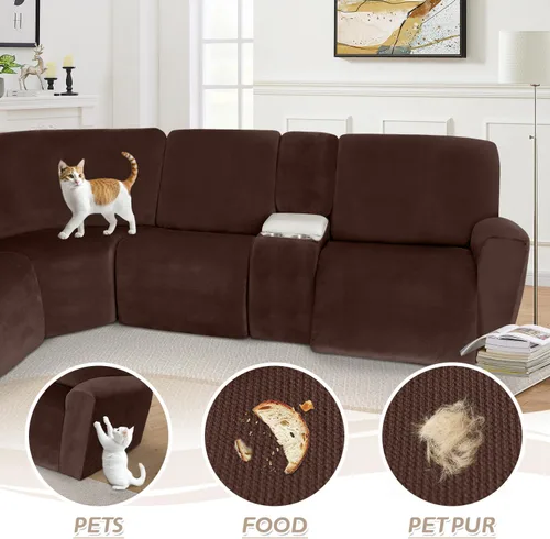 Miniatura 528 de Arfntevss Fundas de sofá seccional reclinable de terciopelo, Funda de sofá seccional de esquina para sofá reclinable, Funda elástica suave