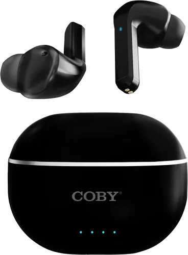 Coby Auriculares con cancelación de ruido con funda de carga, cancelación de ruido, modos de transparencia, seguimiento inteligente, emparejamiento