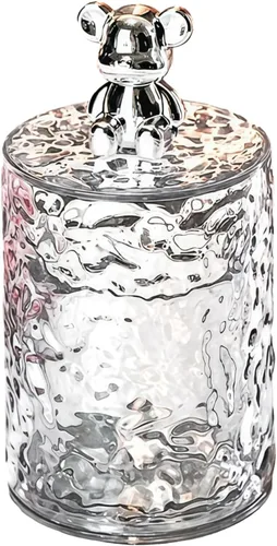 Miniatura 4 de Soporte cuadrado apilable de bolas de algodón acrílico, soporte para Q-tip Dispensador de hisopos de baño (paquete de 3)