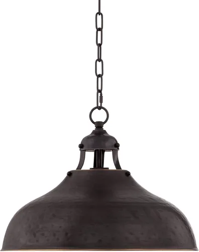 Miniatura 2 de Franklin Iron Works Essex - Lámpara colgante colgante de bronce teñido de 16 pulgadas de ancho, pantalla de cúpula rústica industrial para comedor