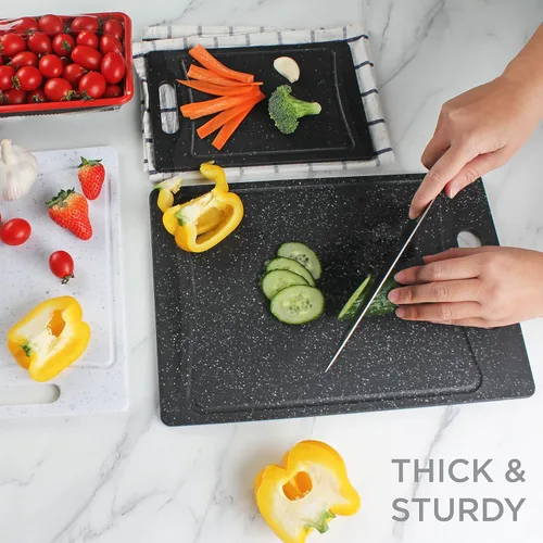Miniatura 5 de COOK WITH COLOR Kitchen Essentials - Juego de tazones para mezclar con tapas y 3 tablas de cortar gruesas en blanco y negro