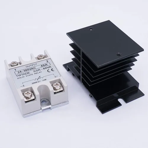 Miniatura 4 de TWTADE SSR-40VA 500K ohm 1/4W a 24-380VAC 40A Relé de estado sólido monofásico Regulador de voltaje de resistencia autorizado+disipador