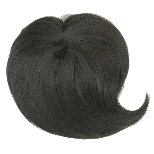 Miniatura 2 de IMISSU Extensión de pelo tipo tupé con clip, parte superior para pérdida de cabello suave, volumen unisex (negro claro)