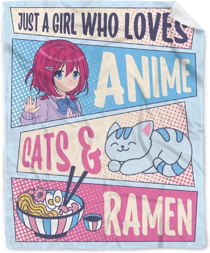 Miniatura 10 de Manta de anime de regalo para niñas, decoración de anime Kawaii para mujeres, manta de franela de dibujo de anime Ramen Boba, cosas para amantes
