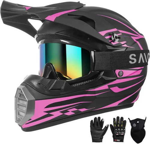 Miniatura 8 de Casco de Motocross Aprobado por DOT para Jóvenes/Niños - Casco Ultraligero de Cara Completa para Bicicleta de Tierra/ATV con Gafas, Guantes