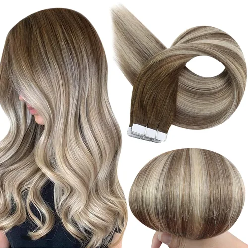 Miniatura 24 de Full Shine - Extensiones de cabello con cinta adhesiva de 18 pulgadas, extensiones de cabello Remy de 1.76 oz, extensiones de cabello lacio