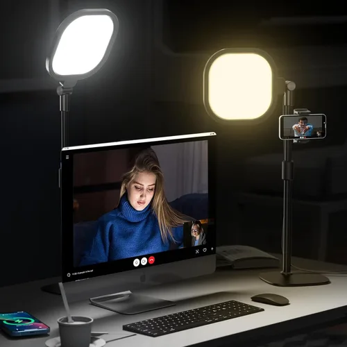 Miniatura 9 de LitONES Iluminación de videoconferencia para reuniones de zoom, anillo de luz para escritorio con soporte flexible, 30 modos de luz