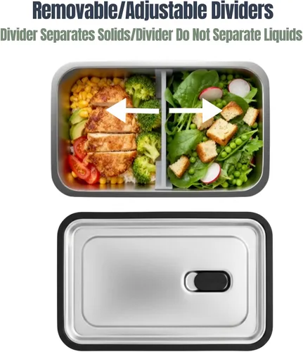 Miniatura 2 de Modaniam Caja Bento de acero inoxidable para adultos, 42 onzas, contenedores de almuerzo de acero inoxidable, lonchera de metal, contenedores