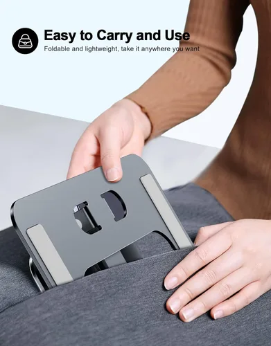 Miniatura 4 de RIWUCT Soporte plegable de aleación de aluminio para computadora portátil, soporte ergonómico de altura ajustable, soporte elevador portátil