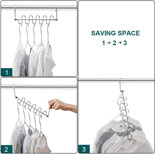 Miniatura 6 de Meetu – Percha mágica de ropa para ahorrar espacio, organizador de armario de metal, para sistema de organización de armario