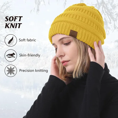 Miniatura 3 de Durio Gorro de invierno para mujer, gorro suave y cálido, gorro de punto casual, gorro de punto para mujer
