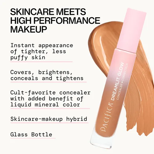 Miniatura 4 de Pacifica Corrector DreamLit Glow de cobertura completa con escualano para ojeras y corrección de manchas oscuras, ligero y duradero, vegano y libre