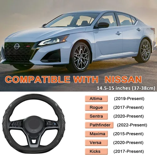 Miniatura 2 de GIANT PANDA Funda de volante para Nissan Altima Rogue - Funda para volante de automóvil para Nissan D Shape (negro en forma de D)
