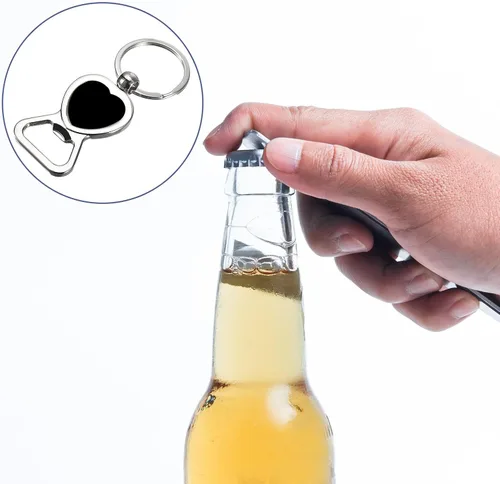 Miniatura 5 de uxcell Llavero abridor de botellas, 2 unidades, abridor de botellas de cerveza de acero inoxidable, llavero plano portátil para hombres, mujeres