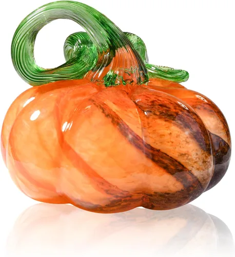 Miniatura 6 de Figura de calabaza de vidrio soplado grande de 3 pulgadas, coleccionable, para Acción de Gracias, cosecha de otoño, calabaza, pisapapeles