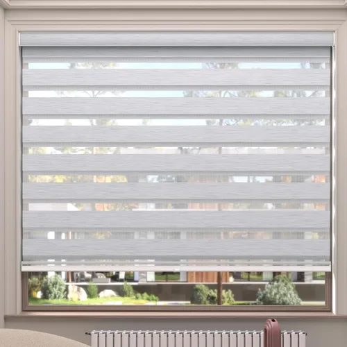 Miniatura 36 de MYshade Persianas enrollables de cebra opacas (85 %) con cordón para ventanas interiores, persianas de doble capa beige para dormitorio, baño, sala