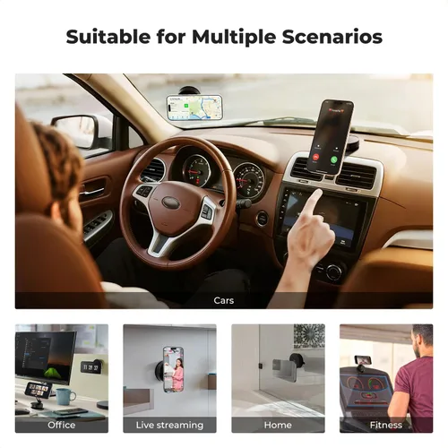 Miniatura 5 de K&F CONCEPT Soporte magnético para teléfono para automóvil, soporte magnético de vacío giratorio de 360° para tu coche/gimnasio/espejo/superficie
