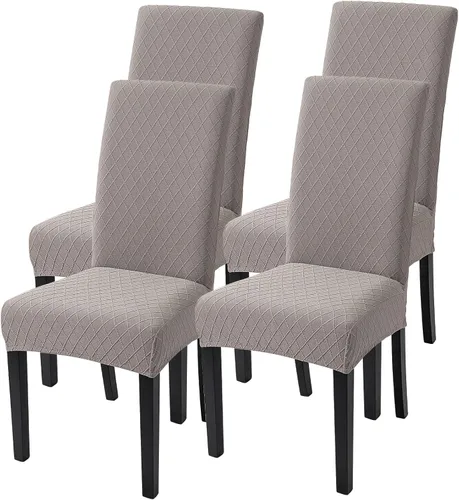 Miniatura 25 de SearchI Juego de 4 fundas para sillas de comedor, elásticas con estampado floral, fundas deslizables para sillas Parsons de spandex, removibles