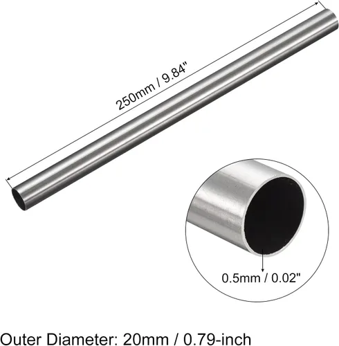 Miniatura 24 de uxcell Tubo de acero inoxidable 304, diámetro exterior de 34 mm x 1,5 mm de espesor de pared, 300 mm de longitud de tubería metálica para maquinaria