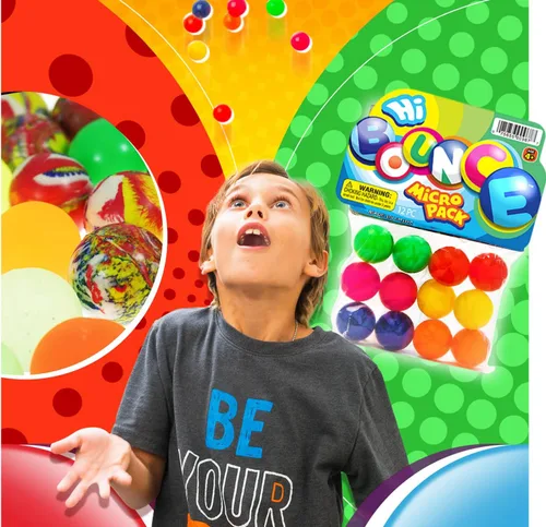 Miniatura 3 de 2CHILL Ja-Ru - Pelotas hinchables Super Hi Bounce (cada paquete de 12 bolas) 3 estilos de juguetes pequeños regalos de fiesta para niños Racketball