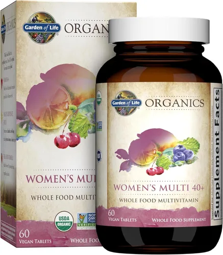 Garden of Life Organics Vitaminas para Mujeres de 40+ - 60 Tabletas, Multivitamínico para Mujeres de 40+, Vitaminas Veganas para Mujeres Mayores de