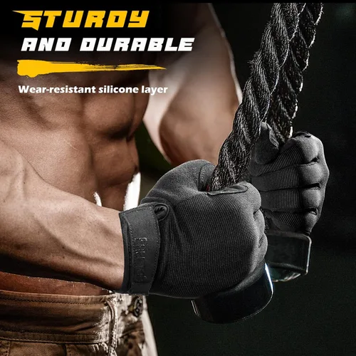 Miniatura 3 de FREETOO Guantes de entrenamiento de dedo completo para hombres, guantes de gimnasio acolchados con excelente agarre y protección de palma