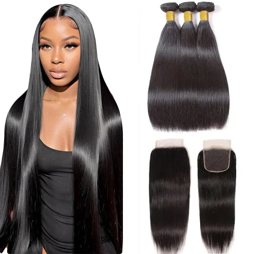 Miniatura 6 de Cierre frontal de encaje HD de 13x4, 10 pulgadas, cabello humano liso con encaje frontal, cabello virgen brasileño 100% sin procesar, de oreja a