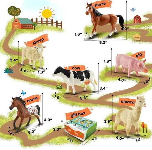 Miniatura 2 de Zippytots 6 piezas Juguetes de Animales de Granja para Niños 3-5 Figuras de Animales de Granja de Plástico Realistas Juguetes Educativos