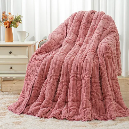 Wemore Manta con peso de forro polar jacquard, tamaño Queen de 60 x 80 pulgadas, 15 libras, manta con peso Sherpa ultra suave y acogedora para