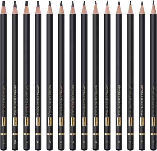 Miniatura 2 de MARKART Juego de lápices de dibujo profesional – 14 lápices de grafito de dibujo artístico (12B - 4H), ideal para dibujar arte, dibujar, sombrear
