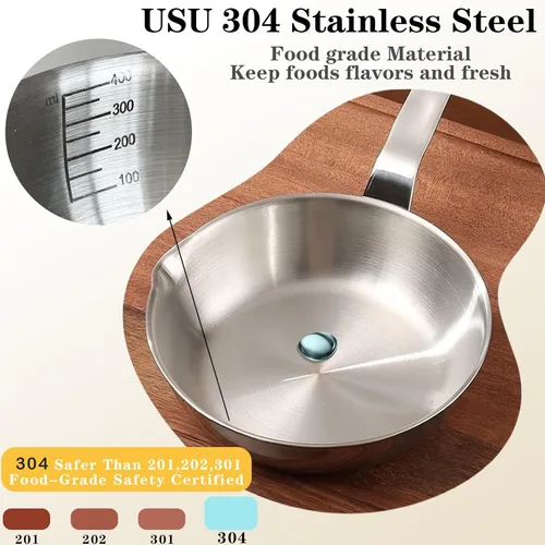 Miniatura 7 de Mini sartén para huevos de 5.1 pulgadas, mini sartén para salsa, sartén para tortilla de acero inoxidable 304 para sartén de huevos, calentador