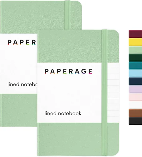 Miniatura 12 de Juego de 2 cuadernos blocs de notas de bolsillo pequeño, pauta universitaria, 3.7 x 5.6 pulgadas, minidiario de tapa dura, papel grueso de 3.5 Negro