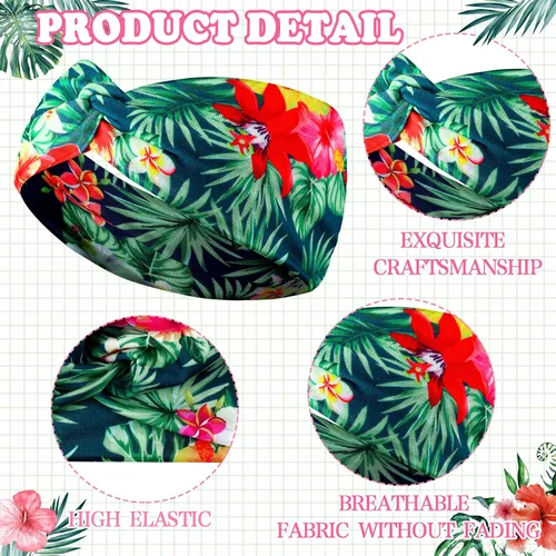 Miniatura 6 de Jutom 20 diademas para mujer, bohemias, playa, verano, hawaianas, anudadas, anchas, a granel, elásticas, tropicales, florales, vintage, envoltura