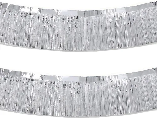 Miniatura 18 de Guirnalda de Flecos de Papel Aluminio Negro 10 Pies 6 Paquetes, Pancartas de Flecos de Oropel Metálico para Decoraciones de Carrozas de Desfile