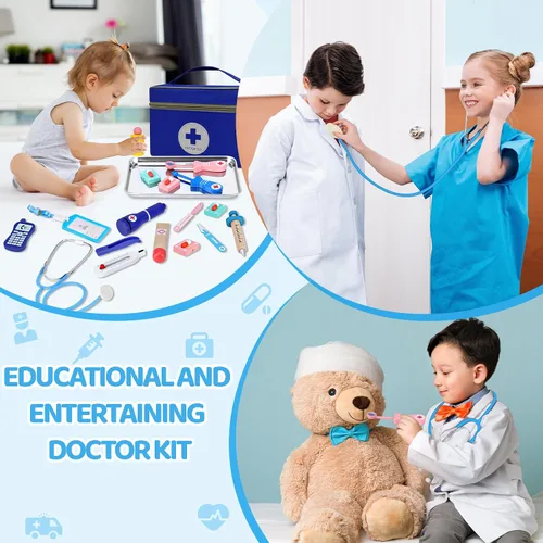 Miniatura 7 de COSILY Kit médico para niños, kit de médico para niños pequeños de 3 a 5 años, juego de simulación para niños pequeños con bolsa médica