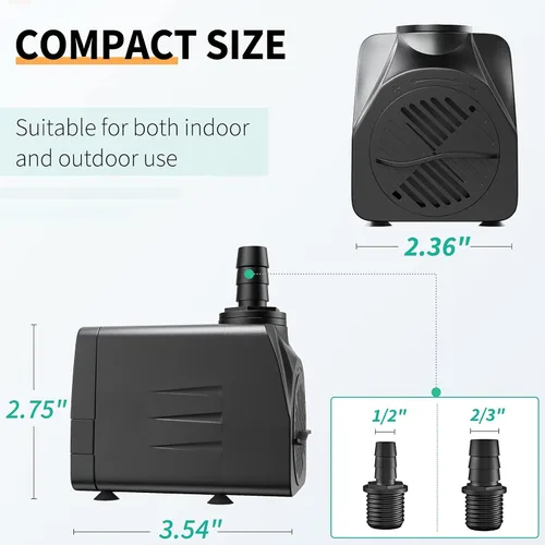 Miniatura 3 de Bomba de agua sumergible Uniclife 80 400 GPH para acuarios o fuentes exteriores o interiores con cable de alimentación de 6'UL.