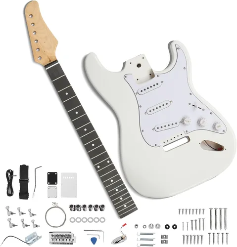 Miniatura 12 de Ktaxon Kit de guitarra eléctrica DIY con cuerpo de caoba, kit de guitarra eléctrica de 6 cuerdas de tamaño completo con cuello de arce, correa