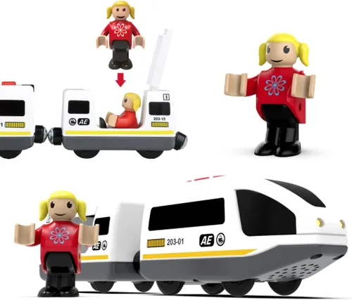 Miniatura 3 de Accesorios de tren de madera de la estación de policía y el tren de control remoto se adapta al juego de pista de madera para niños pequeños