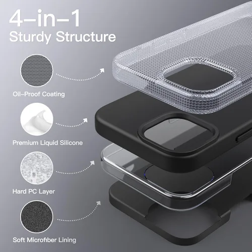 Miniatura 3 de JETech - Carcasa de silicona para iPhone 15 de 6.1 pulgadas, funda protectora de cuerpo completo de tacto suave y sedoso, cubierta a prueba