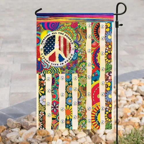 Miniatura 2 de Banderas PSL318F - Bandera hippie de personas que viven la vida en paz PSL318F, bandera de jardín (11.5 x 17.5 pulgadas), banderas de jardín de casa