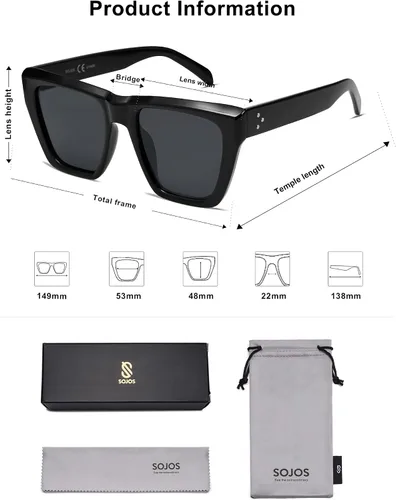 Miniatura 17 de SOJOS Fashion Oversized Square Cat Eye Polarized Sunglasses for Women Trendy Cateye Style Womens Sunglasses SJ2179