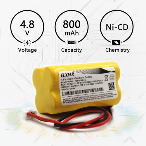 Miniatura 4 de Paquete de 2 baterías de Ni-CD de 4.8 V 800 mAh BL93NC487 para Emergi-Lite BL93NC487, luz de salida Co BAA-48R BAA48R, Interstate NIC0186, Dantona