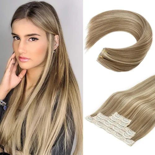 Miniatura 8 de REECHO Extensiones de cabello con pinzas, extensiones de cabello grueso y largo, extensiones de cabello sintético ligero para mujer, 24 pulgadas a