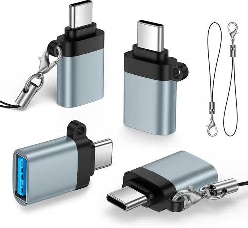 Adaptador USB C a USB, paquete de 4 unidades, transferencia de datos de alta velocidad USB C macho a USB 3.0 hembra OTG adaptador para Apple iPhone