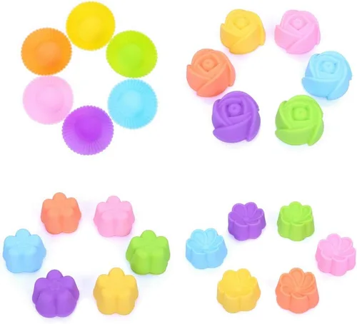 Miniatura 6 de Mini Begonia - Moldes de silicona para hornear, paquete de 24 unidades, moldes reutilizables para magdalenas, moldes de 2 pulgadas (2.0 in)