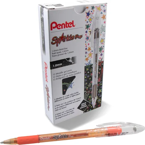 Miniatura 10 de Pentel Sparkle Pop Bolígrafo de Gel Metálico, (1.0mm) Línea Gruesa, Rosa, Caja de 12 Bolígrafos (K91-DP)