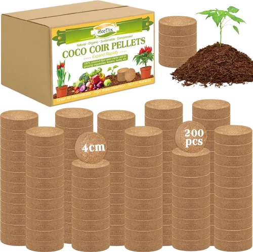 Miniatura 11 de ZeeDix Paquete de 50 pellets de iniciación de semillas de coco orgánico de 1.181 in, discos de tierra de fibra de coco comprimido, mezcla de tierra