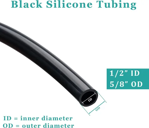 Miniatura 2 de Tubo de silicona de 1/2" DI × 5/8" DE – 5FT Manguera flexible negra de grado alimenticio, tubo de silicona pura suave para elaboración casera